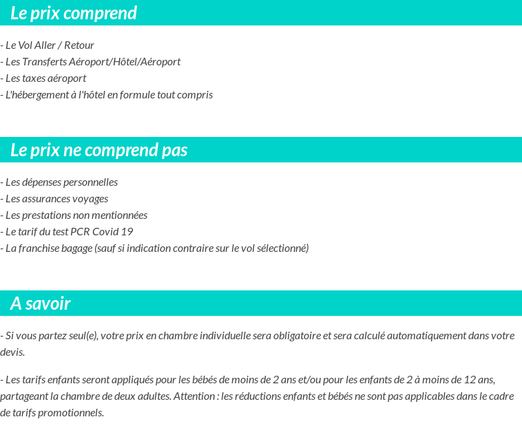 Conditions tarifaires