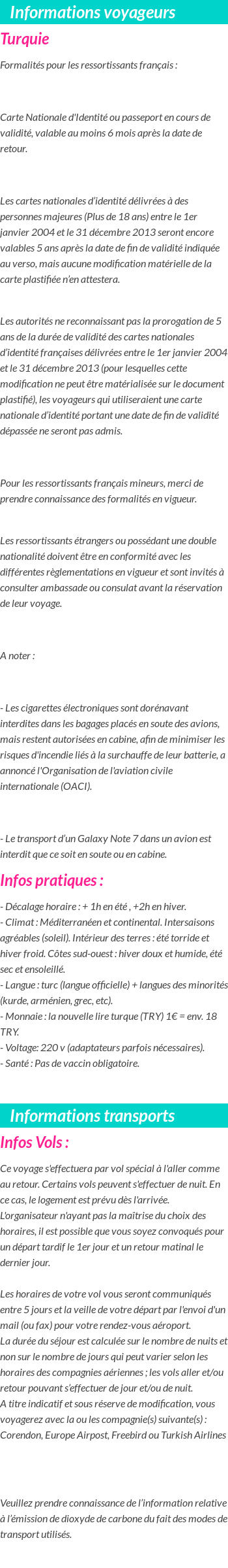 Formalités et infos voyageurs