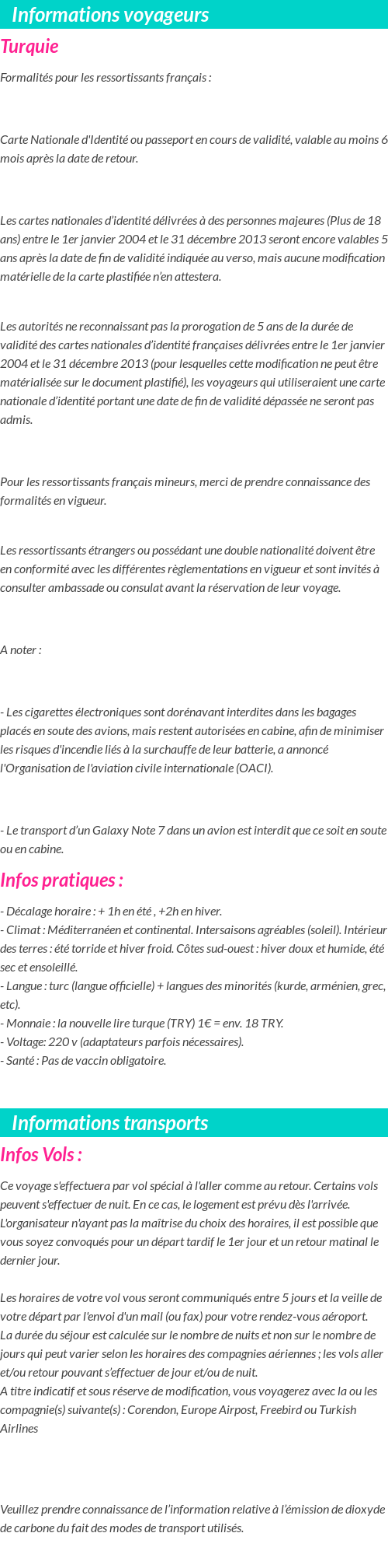 Formalités et infos voyageurs
