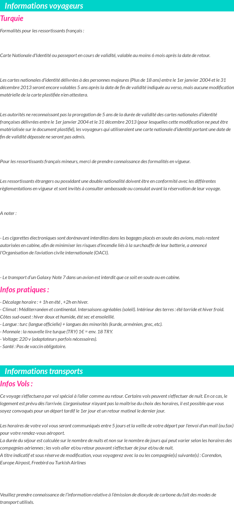 Formalités et infos voyageurs