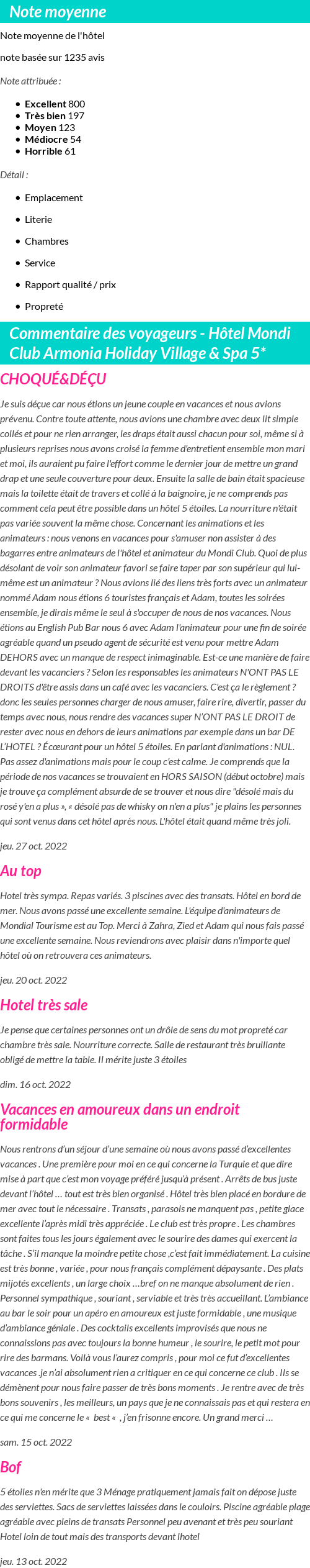 Avis clients