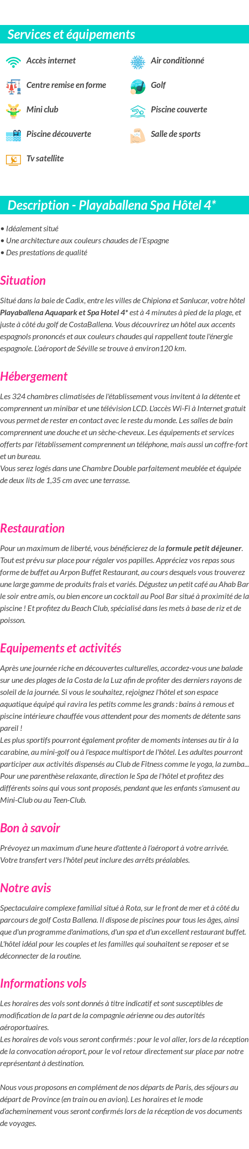 Détails du séjour