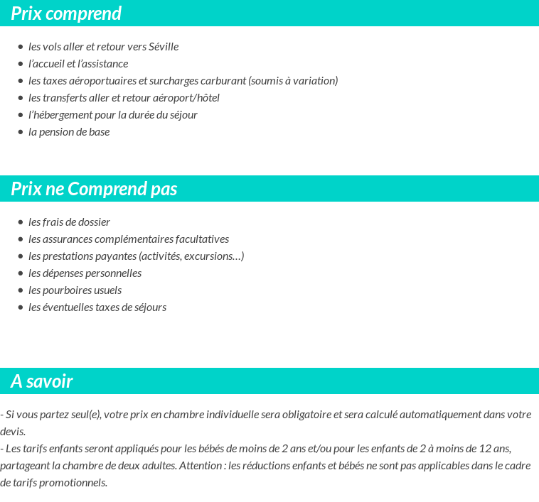 Conditions tarifaires