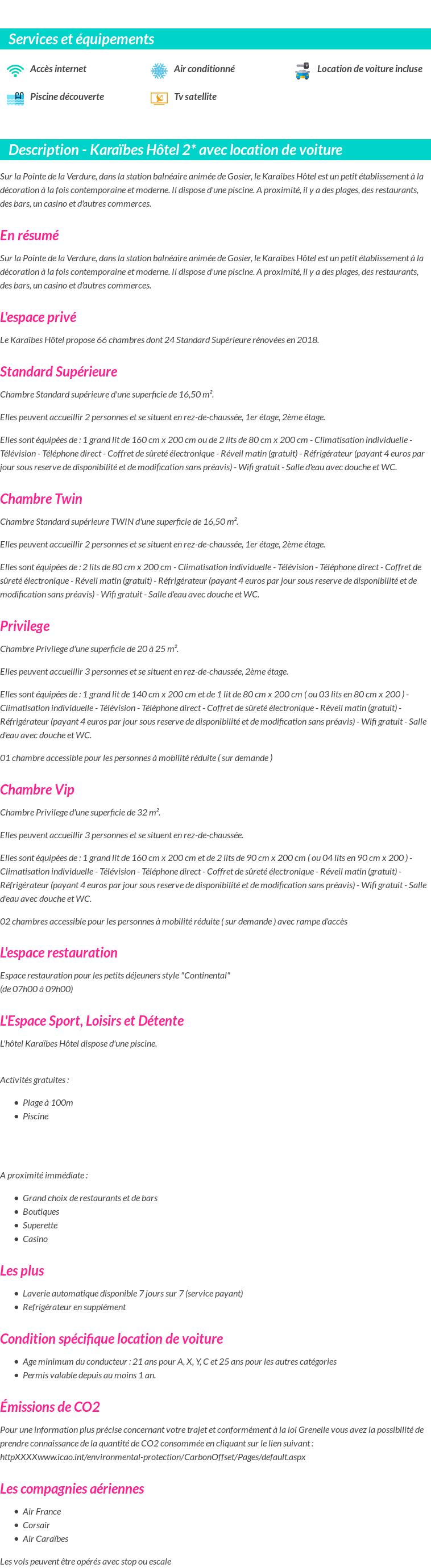 Détails du séjour