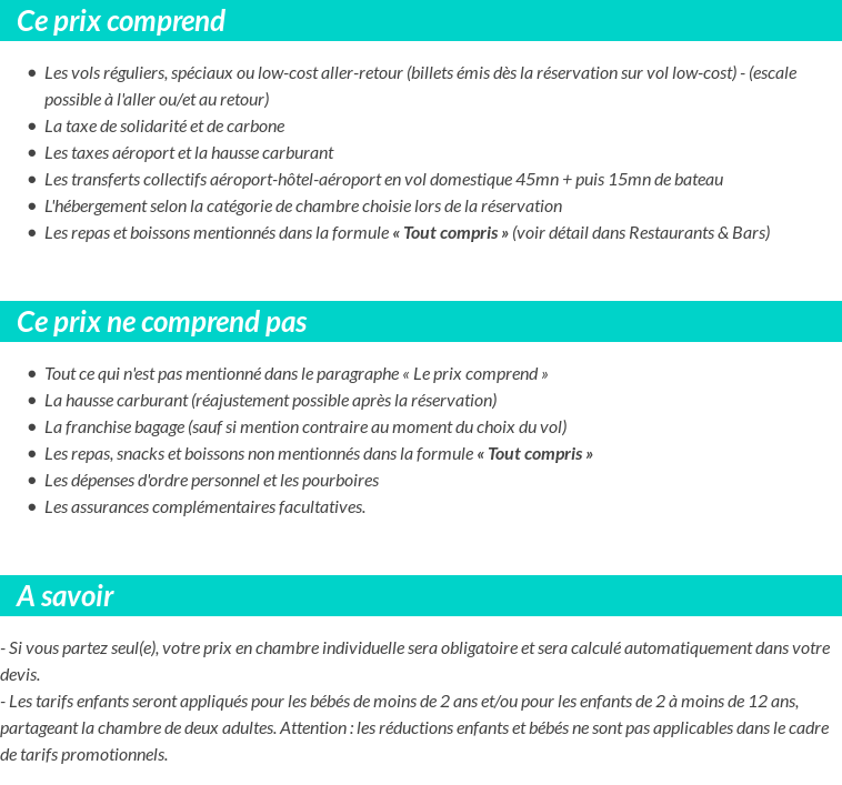 Conditions tarifaires