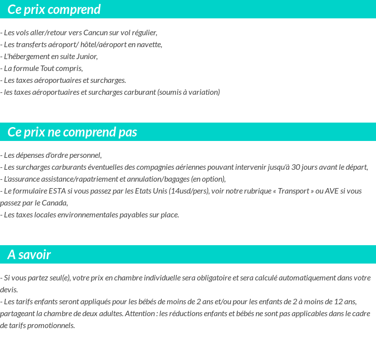 Conditions tarifaires