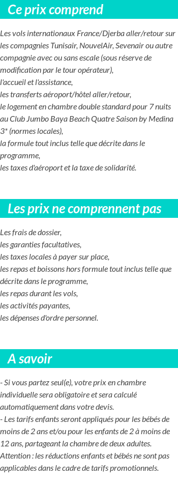 Conditions tarifaires