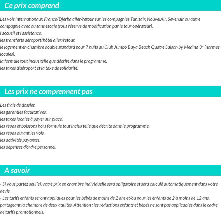 Conditions tarifaires