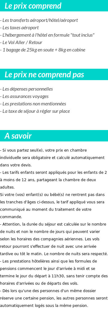 Conditions tarifaires