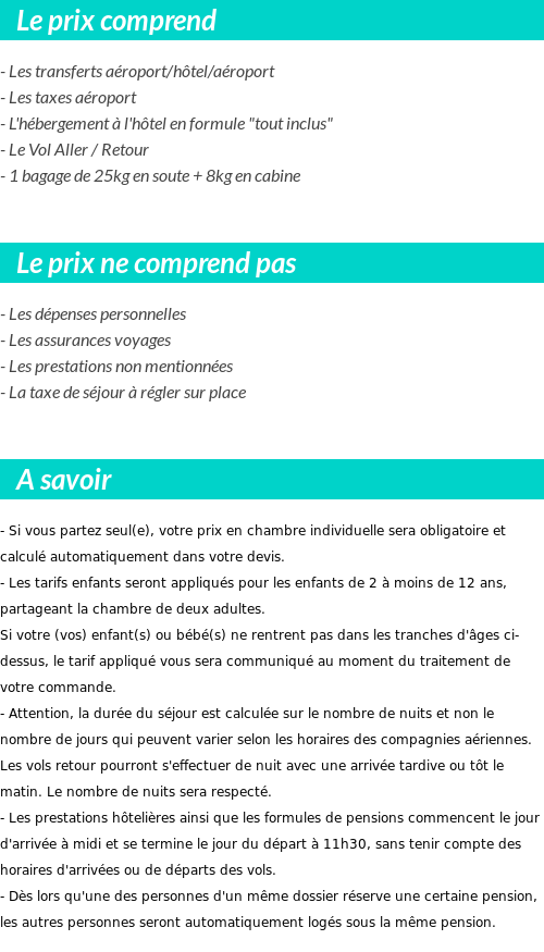 Conditions tarifaires
