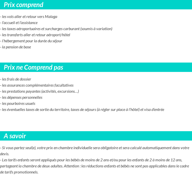 Conditions tarifaires