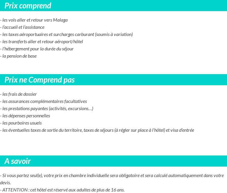 Conditions tarifaires