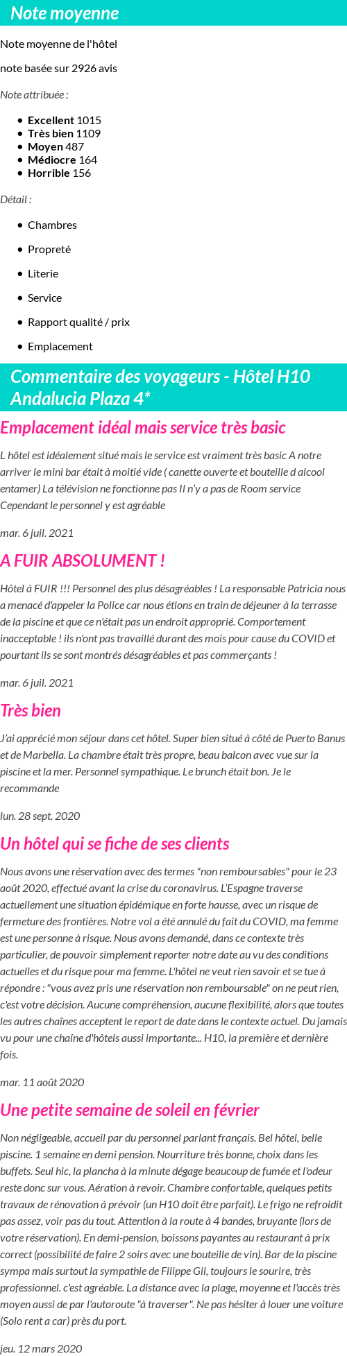 Avis clients