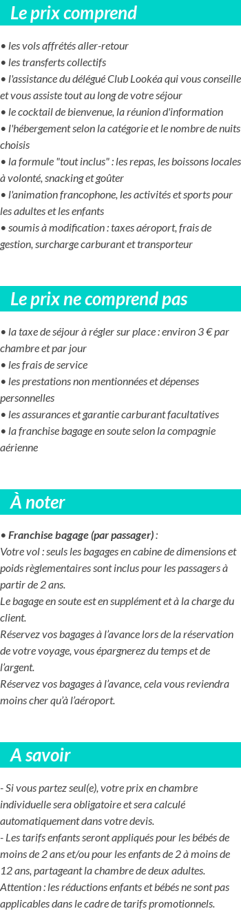 Conditions tarifaires