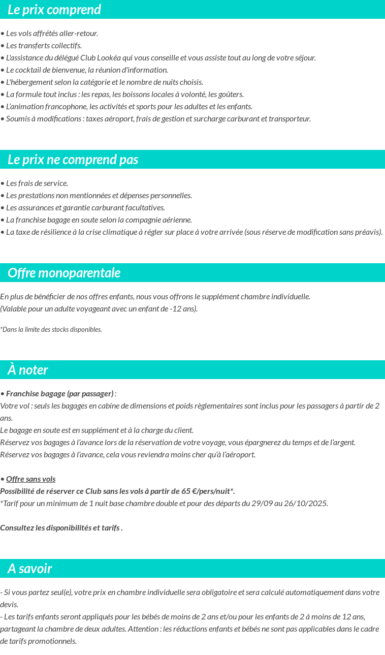 Conditions tarifaires