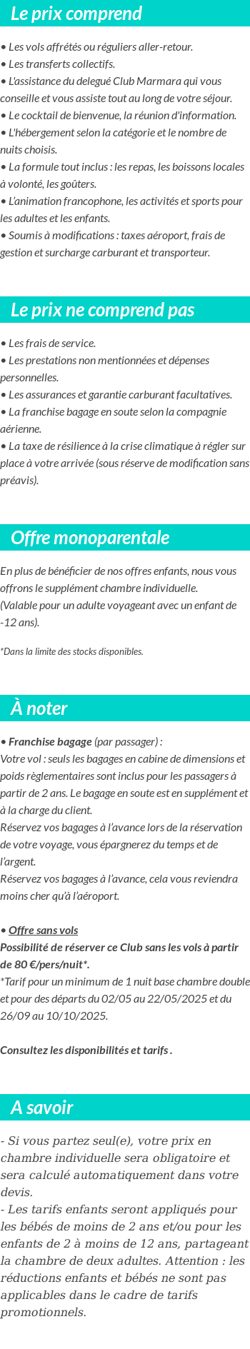 Conditions tarifaires