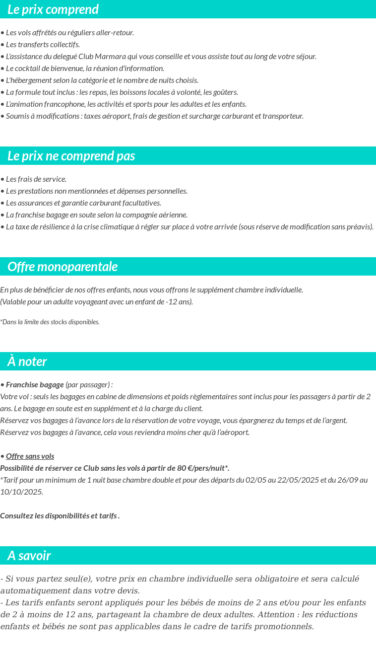 Conditions tarifaires