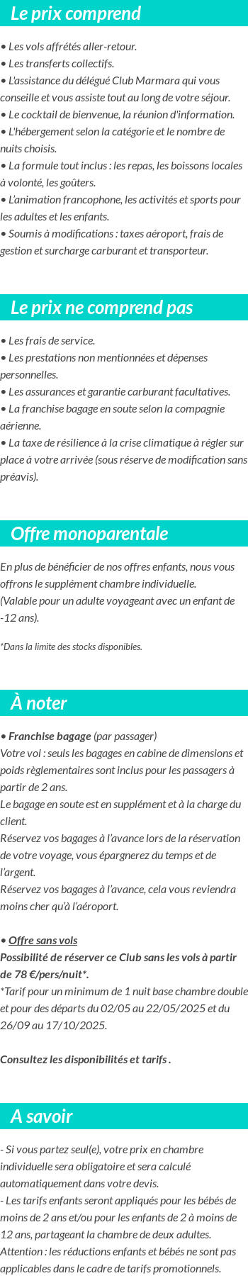 Conditions tarifaires