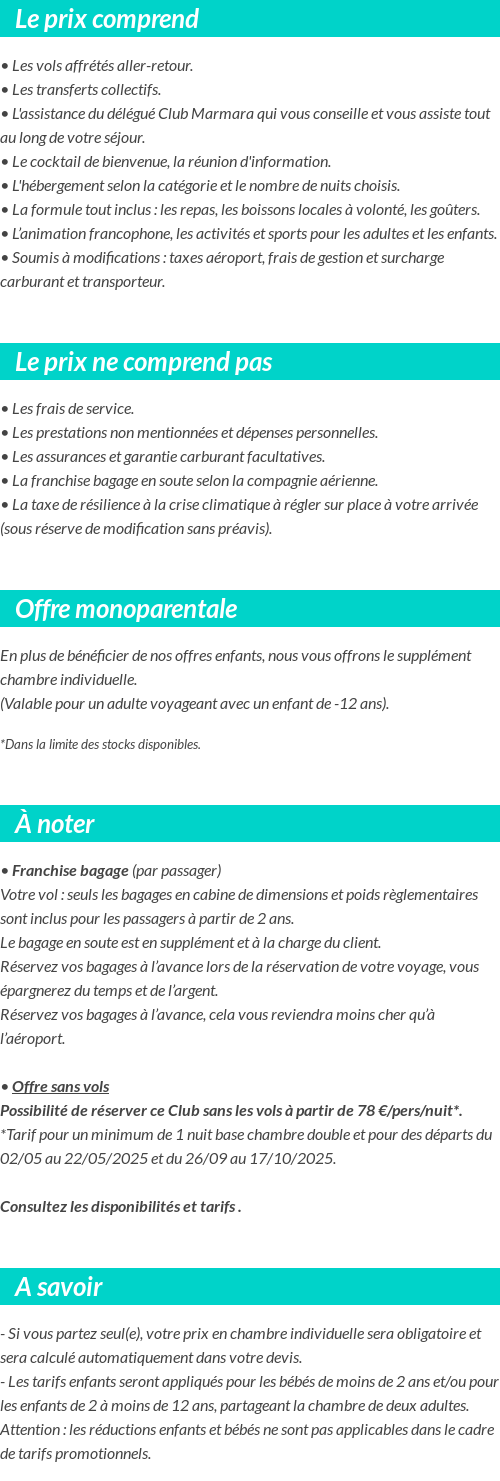 Conditions tarifaires