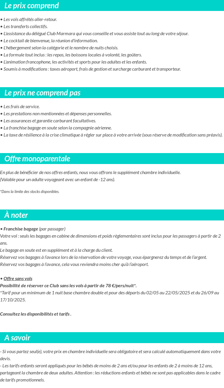 Conditions tarifaires