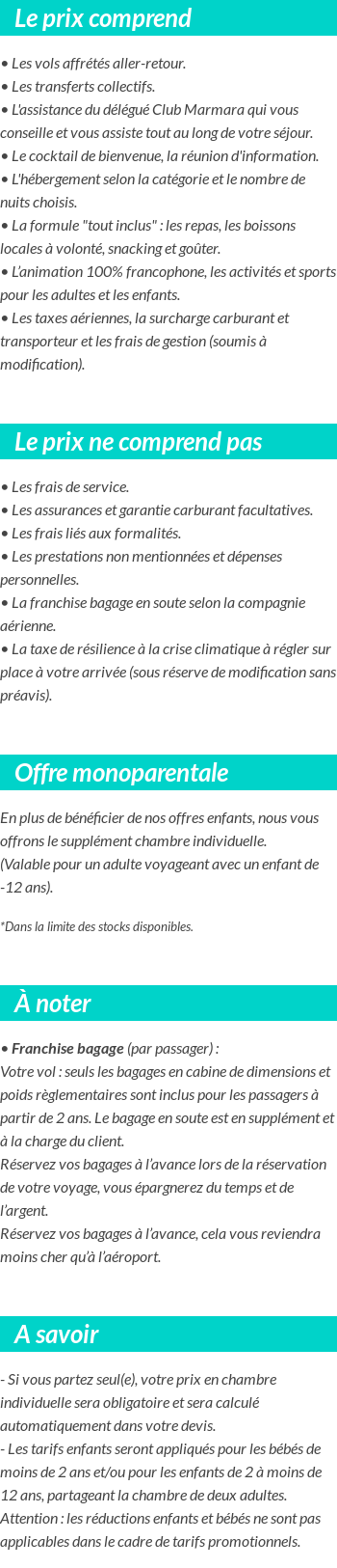 Conditions tarifaires