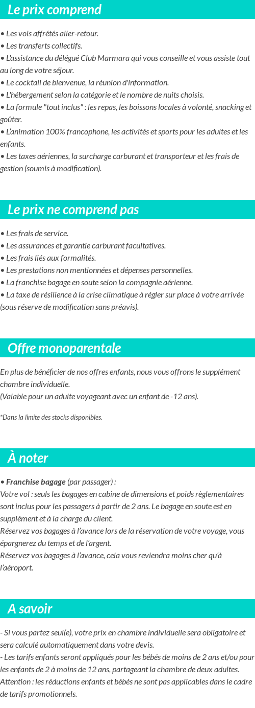 Conditions tarifaires
