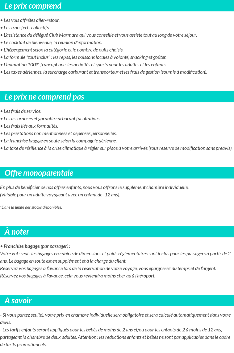 Conditions tarifaires