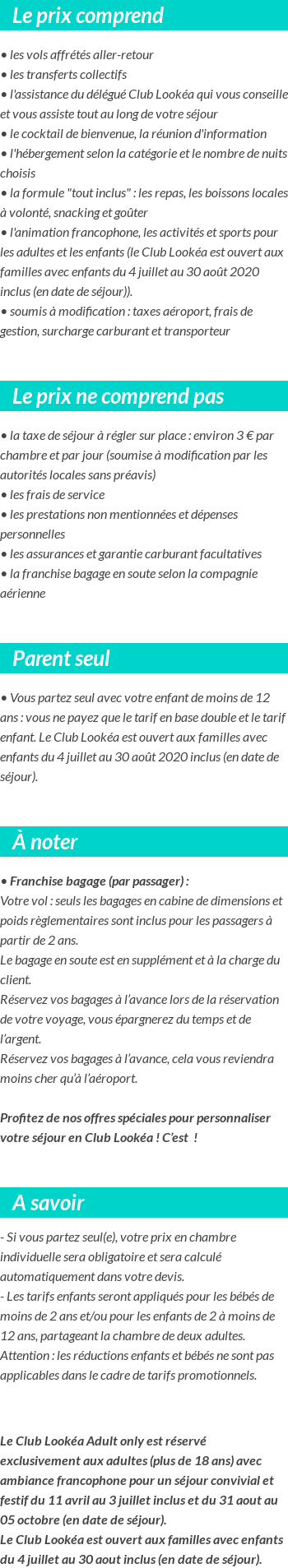 Conditions tarifaires