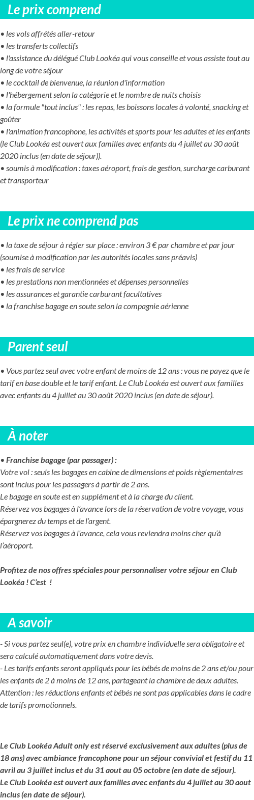 Conditions tarifaires