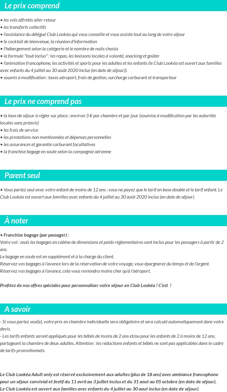 Conditions tarifaires