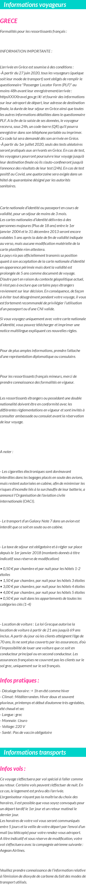 Formalités et infos voyageurs