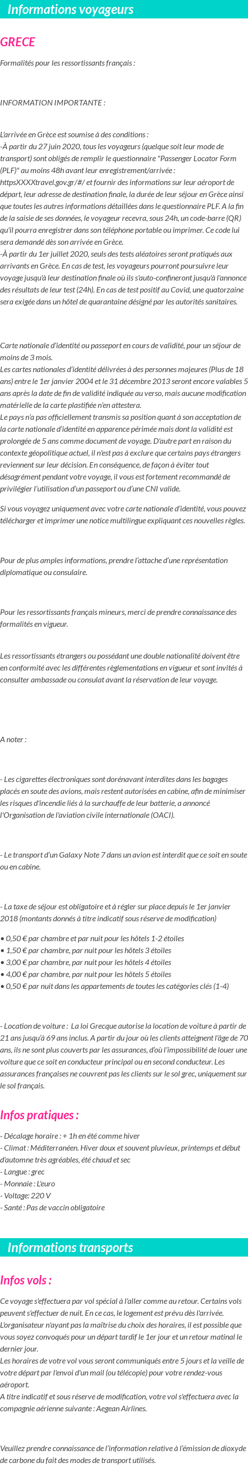 Formalités et infos voyageurs