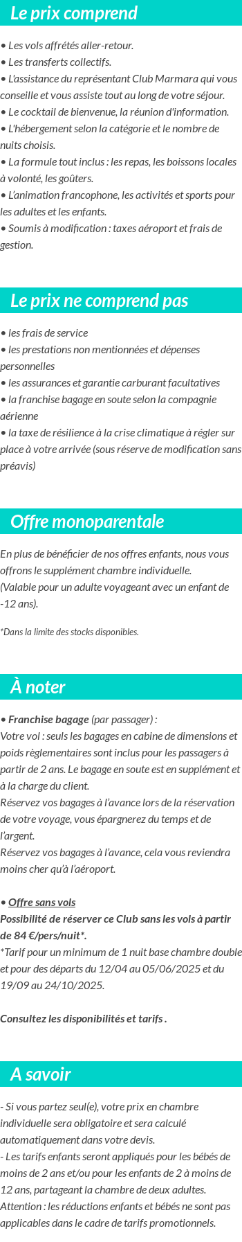 Conditions tarifaires