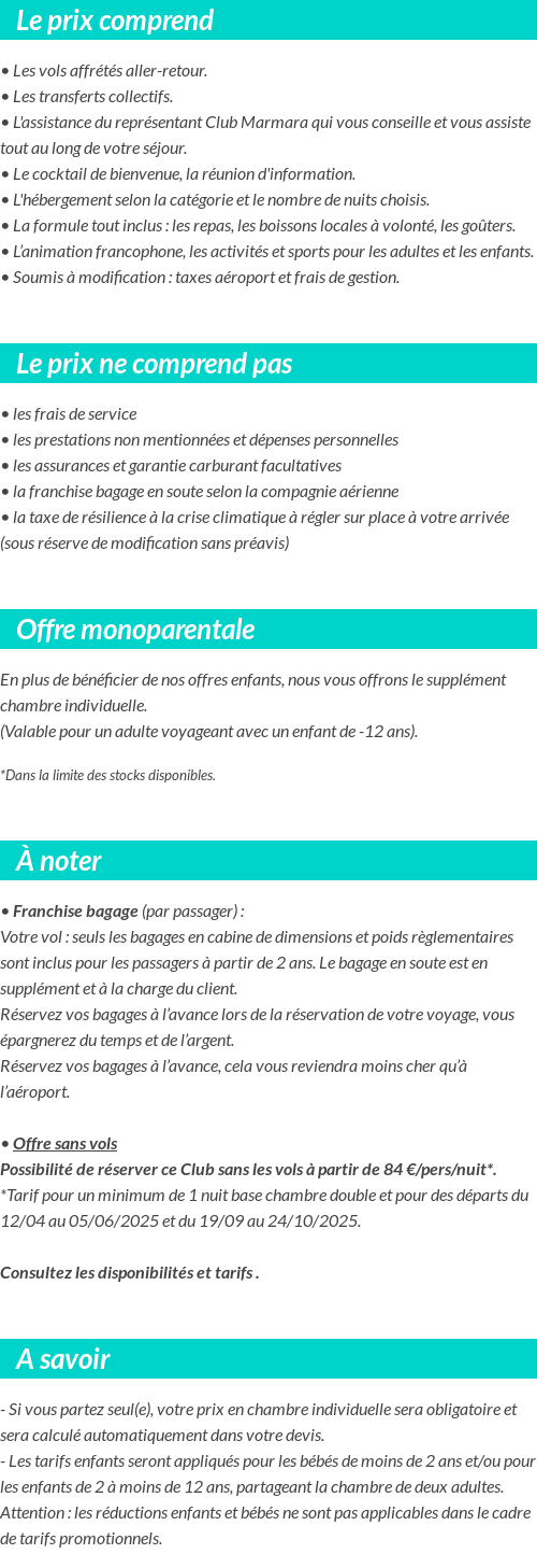 Conditions tarifaires