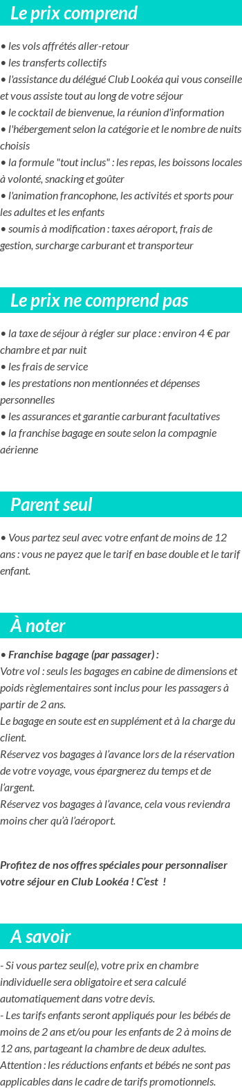 Conditions tarifaires