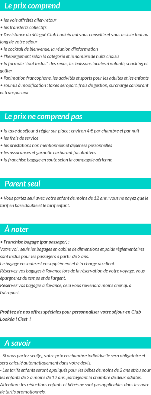 Conditions tarifaires