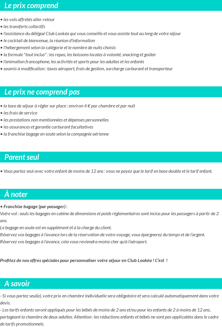 Conditions tarifaires