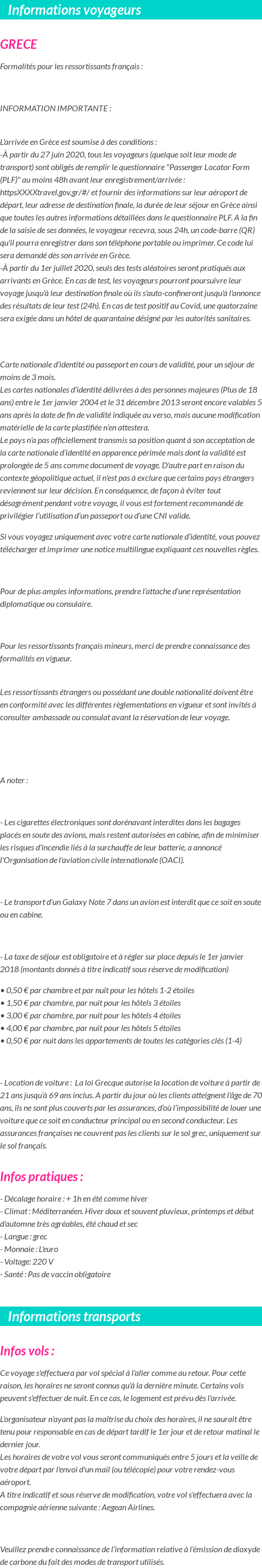 Formalités et infos voyageurs