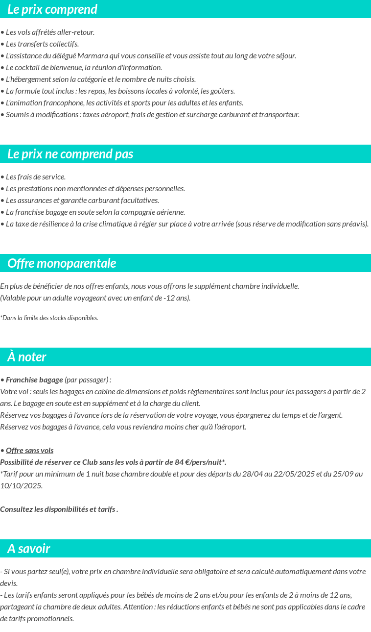 Conditions tarifaires