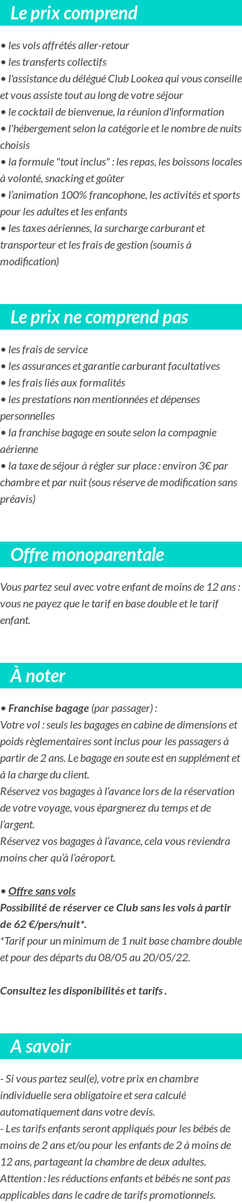 Conditions tarifaires