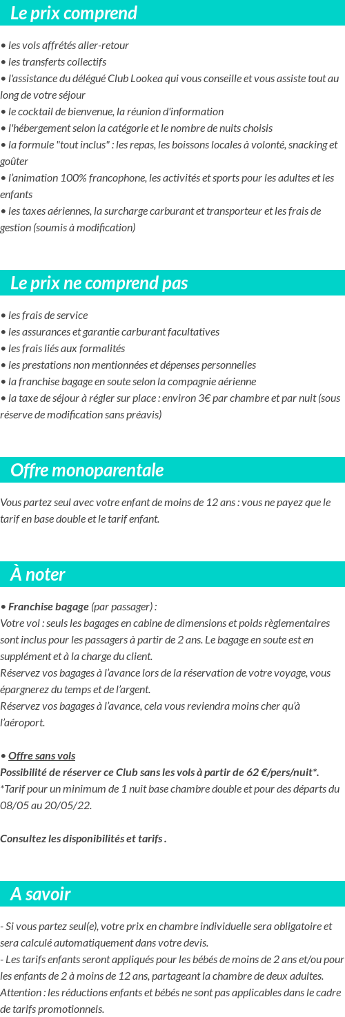 Conditions tarifaires