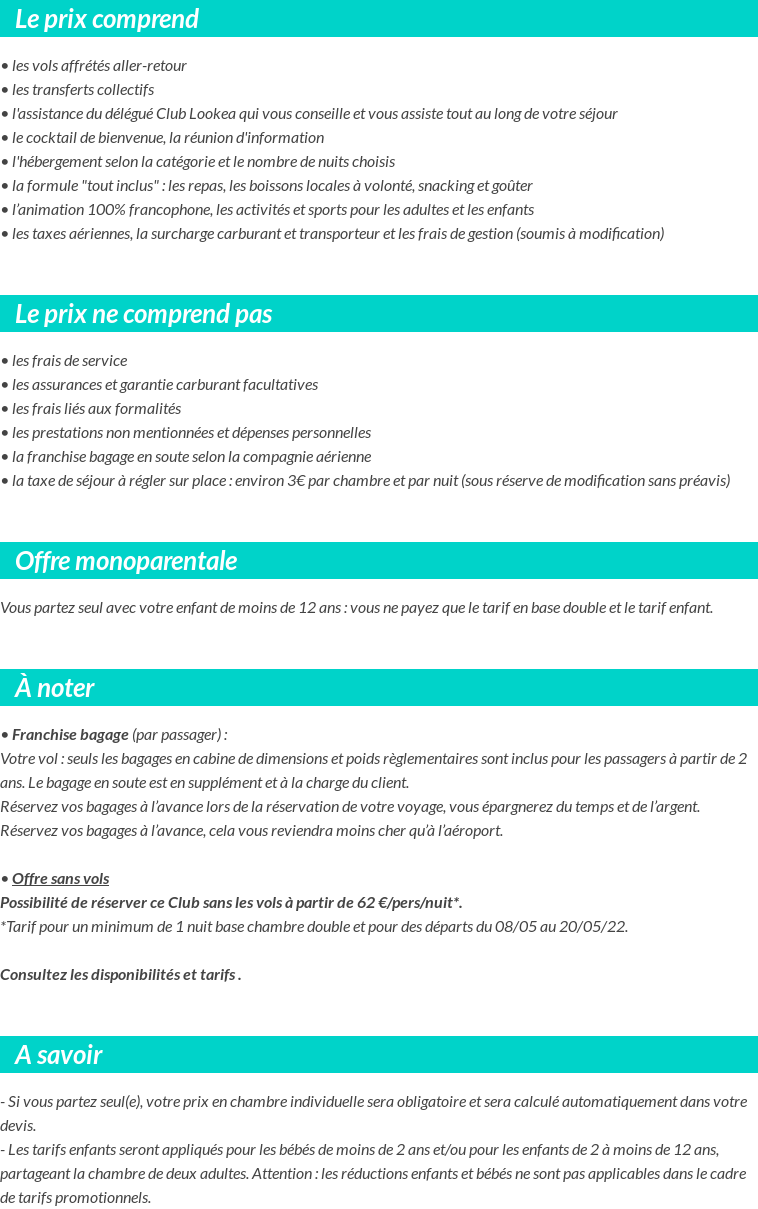 Conditions tarifaires