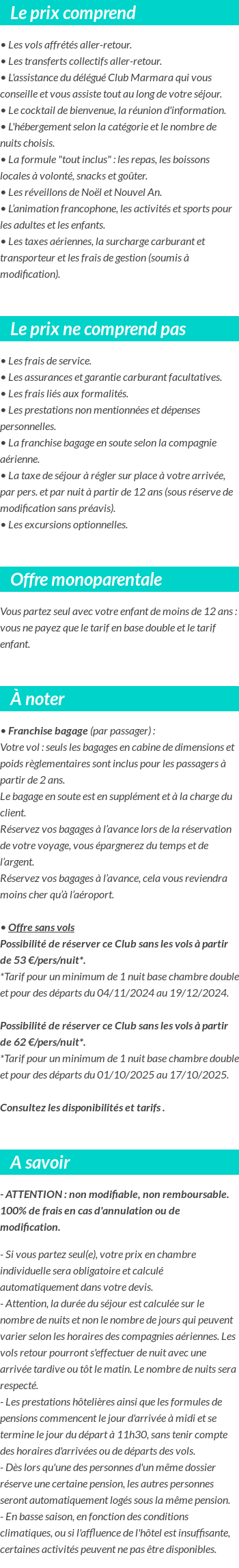 Conditions tarifaires