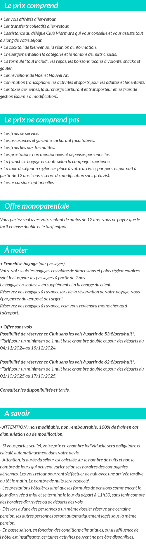 Conditions tarifaires