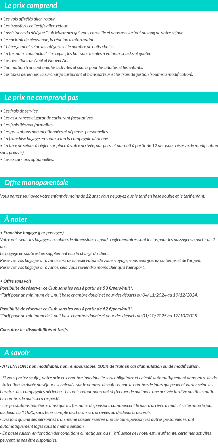 Conditions tarifaires