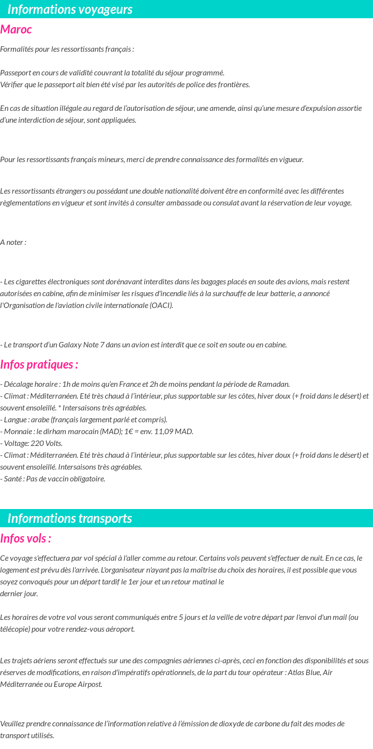 Formalités et infos voyageurs