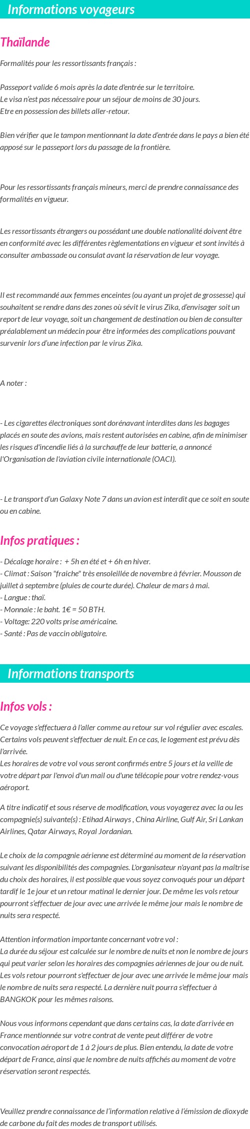 Formalités et infos voyageurs