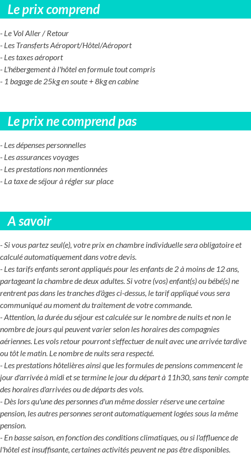 Conditions tarifaires