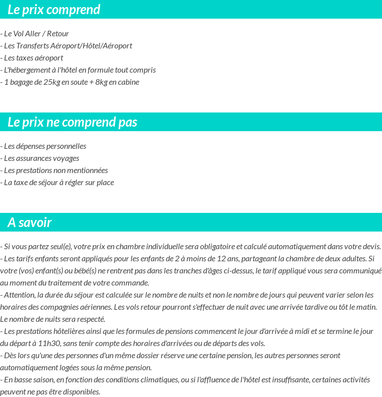 Conditions tarifaires