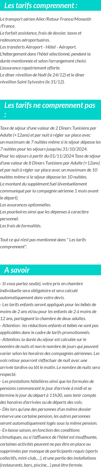 Conditions tarifaires